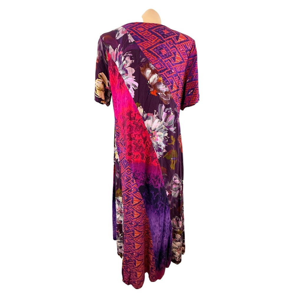 Soft Surroundings Boho Floral Mixed Print V-Neck Maxi Dress Purple XL - Picture 3 of 6